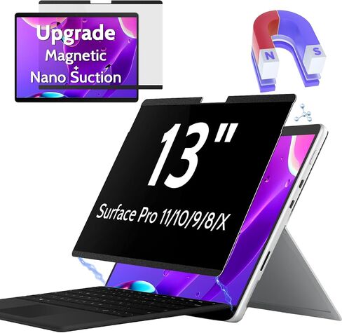 شاشة خصوصية مغناطيسية Peslv لجهاز Surface Pro 7+/7/6/5/4/3 12.3 بوصة، فلتر وهج الضوء الأزرق قابل للإزالة، واقي كتلة Apy خاص للأمان الأسود in Kuwait