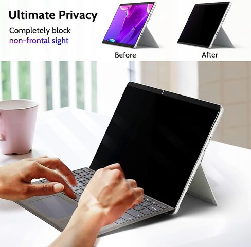 شاشة خصوصية مغناطيسية Peslv لجهاز Surface Pro 7+/7/6/5/4/3 12.3 بوصة، فلتر وهج الضوء الأزرق قابل للإزالة، واقي كتلة Apy خاص للأمان الأسود in Kuwait
