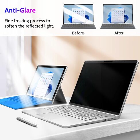 شاشة خصوصية مغناطيسية Peslv لجهاز Surface Pro 7+/7/6/5/4/3 12.3 بوصة، فلتر وهج الضوء الأزرق قابل للإزالة، واقي كتلة Apy خاص للأمان الأسود in Kuwait
