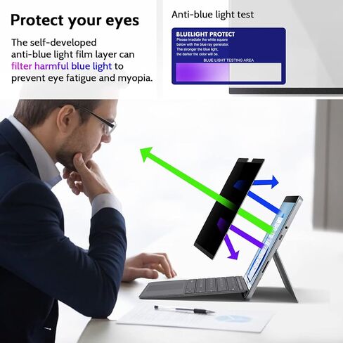 شاشة خصوصية مغناطيسية Peslv لجهاز Surface Pro 7+/7/6/5/4/3 12.3 بوصة، فلتر وهج الضوء الأزرق قابل للإزالة، واقي كتلة Apy خاص للأمان الأسود in Kuwait