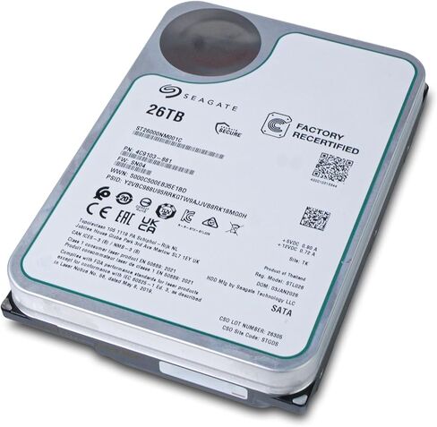 محرك الأقراص الصلبة Seagate Exos ST26000NM001C سعة 26 تيرابايت 7200 دورة في الدقيقة SATA 6 جيجابايت/ثانية 512e 3.5 بوصة (متجدد) in Kuwait