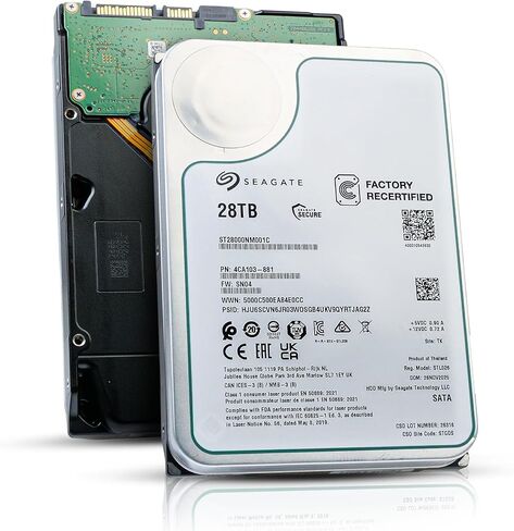 محرك الأقراص الصلبة Seagate Exos ST28000NM001C سعة 28 تيرابايت 7200 دورة في الدقيقة SATA 6 جيجابايت/ثانية 512e 3.5 بوصة (متجدد) in Kuwait
