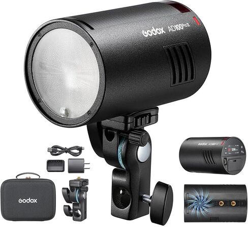 Godox AD100Pro II AD100PROII Flash 100Ws Strobe Light with 3300mAh Battery,One-Touch Sync with X3/X3Pro, 490 Full Power Flashes, 2.4G TTL 1/8000s HSS, 0.01~1.5s Recycle Time in Saudi Arabia