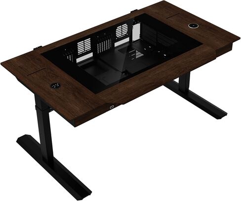 مكتب قائم بمحرك خشبي من Lian Li DK-07 | Dual E-ATX جاهز، سطح خشبي حقيقي، شحن لاسلكي مدمج، ارتفاع قابل للتعديل، ما يصل إلى 480/420 مشعاع مزدوج، دعم 17 مروحة، مكتب كمبيوتر مزدوج النظام (DK07X-WD) in Kuwait