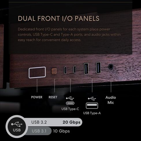 مكتب قائم بمحرك خشبي من Lian Li DK-07 | Dual E-ATX جاهز، سطح خشبي حقيقي، شحن لاسلكي مدمج، ارتفاع قابل للتعديل، ما يصل إلى 480/420 مشعاع مزدوج، دعم 17 مروحة، مكتب كمبيوتر مزدوج النظام (DK07X-WD) in Kuwait