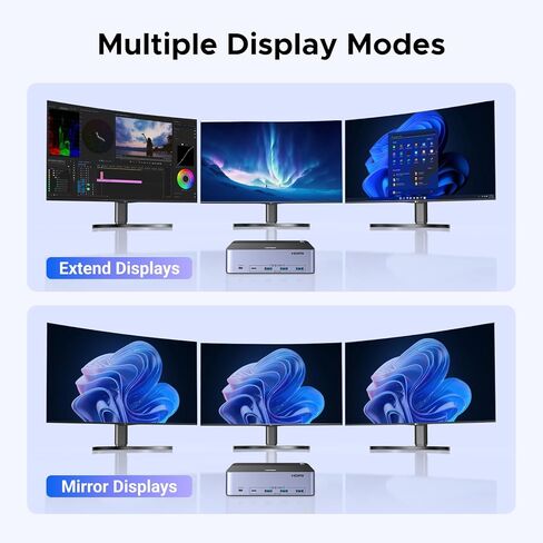 UGREEN 8K @ 60 هرتز HDMI Displayport KVM Switch 3 شاشات 2 جهاز كمبيوتر، ألومنيوم 4K @ 240 هرتز مع 4 منافذ USB 3.0 لجهازي كمبيوتر مشاركة شاشات ثلاثية مع 4 DP+2 HDMI+2 كابلات USB/محول طاقة/وحدة تحكم in Kuwait
