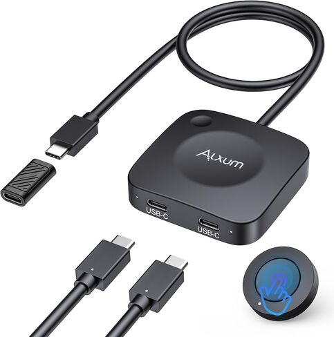 Alxum 20 جيجابت في الثانية USB C Switch 2 جهاز كمبيوتر، محول USB-C لشاشة USB-C/Thunderbolt 4 أو قاعدة توصيل، شاشة 8K@30 هرتز/4K@144 هرتز، شحن PD 3.1 140 واط، مفتاح USB-C مع جهاز تحكم عن بعد، أجهزة الكمبيوتر المحمولة المحمولة المخصصة للألعاب، الهواتف اللوح in Kuwait