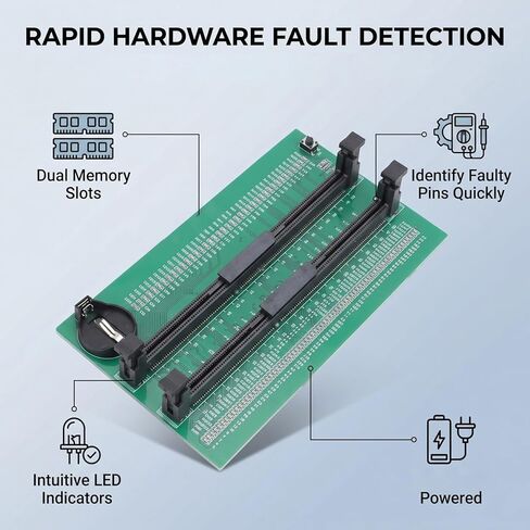 جهاز اختبار ذاكرة Luocute DDR3، بطاقة اختبار ذاكرة كمبيوتر مكتبي تعمل بالبطارية بفتحتين مع ضوء مؤشر LED، لفنيي تكنولوجيا المعلومات وخبراء إصلاح الكمبيوتر in Kuwait