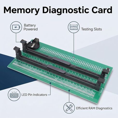 جهاز اختبار ذاكرة Luocute DDR3، بطاقة اختبار ذاكرة كمبيوتر مكتبي تعمل بالبطارية بفتحتين مع ضوء مؤشر LED، لفنيي تكنولوجيا المعلومات وخبراء إصلاح الكمبيوتر in Kuwait