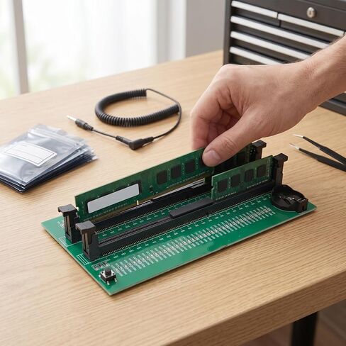 جهاز اختبار ذاكرة Luocute DDR3، بطاقة اختبار ذاكرة كمبيوتر مكتبي تعمل بالبطارية بفتحتين مع ضوء مؤشر LED، لفنيي تكنولوجيا المعلومات وخبراء إصلاح الكمبيوتر in Kuwait