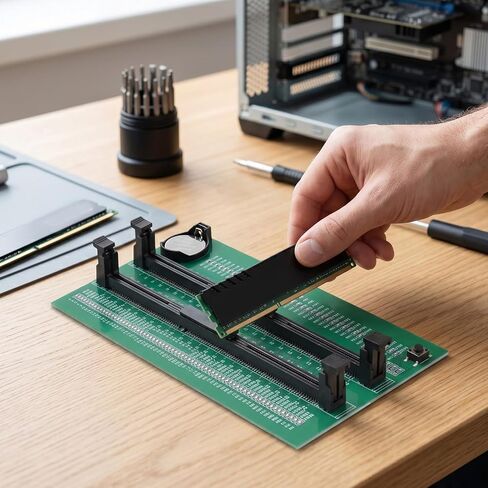 جهاز اختبار ذاكرة Luocute DDR3، بطاقة اختبار ذاكرة كمبيوتر مكتبي تعمل بالبطارية بفتحتين مع ضوء مؤشر LED، لفنيي تكنولوجيا المعلومات وخبراء إصلاح الكمبيوتر in Kuwait
