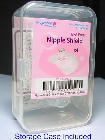 Maymom Nipple Shield (Small/Extra Small), 4pc in Reuseable Storage Case (Thicker Version) in Kuwait