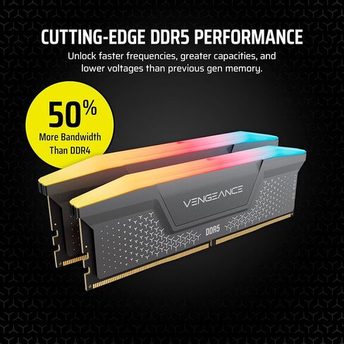 ذاكرة الوصول العشوائي CORSAIR Vengeance RGB RS DDR5 بسعة 16 جيجابايت (2 × 8 جيجابايت) حتى 6000 ميجاهرتز CL36-44-44-96 1.35 فولت AMD EXPO Intel XMP ذاكرة سطح المكتب للكمبيوتر - رمادي (CMG16GX5M2E6000Z36) in Kuwait
