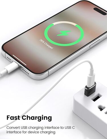 12 حزمة محول USB إلى USB C، محول شاحن سيارة USBA ذكر إلى نوع C أنثى، محول USBC لهاتف iPhone 17 16 Pro Max 15 14 Plus، iWatch Ultra SE 9 10، iPad Air، Samsung Galaxy S25، سيارة، Xbox، أسود in Kuwait