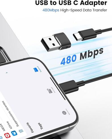 12 حزمة محول USB إلى USB C، محول شاحن سيارة USBA ذكر إلى نوع C أنثى، محول USBC لهاتف iPhone 17 16 Pro Max 15 14 Plus، iWatch Ultra SE 9 10، iPad Air، Samsung Galaxy S25، سيارة، Xbox، أسود in Kuwait