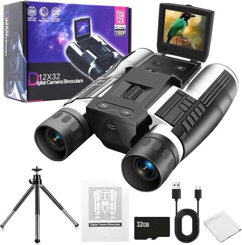 Ansee Digital Binoculars Camera Telescope Camera 2" LCD Display 12x32 5MP Video Photo Recorder with Free 8GB Micro SD Card for Watching Bird Football Game Concert in Saudi Arabia