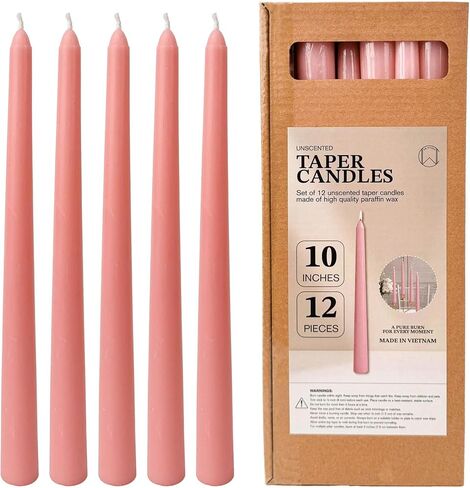 CW Studio Set of Unscented Taper Candles – Elegant Vertical Fluted Design – Long 7-8 Hour Burn – Dripless – Perfect for Home Decor, Weddings, Events & Romantic Dinners (12, White, 12 inches) in Saudi Arabia
