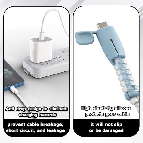 8PCS (4 Pairs) Charger Cable Protector - Silicone Non-Slip Cord Saver Compatible with Lightning & USB-C Type-C Cables, 2-in-1 Dustproof Cord Organizer and Cable Protection, Multicolor Wire Protector in Kuwait