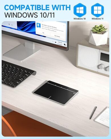 لوحة تتبع بلوتوث لاسلكية لنظام التشغيل Windows 10 و11، أوضاع اتصال 3 في 1، تحكم عالي الدقة، لوحة لمس محمولة متعددة اللمس للكمبيوتر الشخصي والكمبيوتر المحمول (أسود) in Kuwait