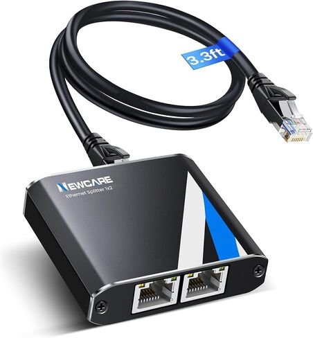 موزع جيجابت إيثرنت من 1 إلى 4 سرعة عالية 1000 ميجابت في الثانية مع كابل LAN بطول 3.3 قدم، مقسم إنترنت بمنفذ RJ45 1 في 4 خارج من NEWCARE لـ Cat5e/6/7/8، التوصيل والتشغيل، 4 أجهزة للتواصل في وقت واحد in Kuwait