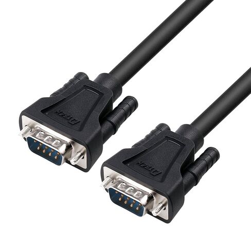 DTECH DB9 RS232 كابل تسلسلي Null Modem ذكر إلى أنثى سلك مصافحة كاملة 7 أسلاك متقاطعة لمفتاح الكمبيوتر المحمول واتصال بيانات جهاز التوجيه (15 قدم، أسود) in Kuwait