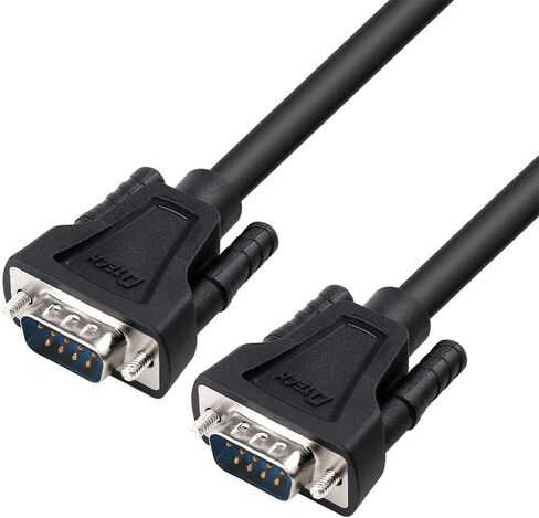 كابل DTECH RS232 كابل DB9 Null Modem Serial Cable ذكر إلى ذكر RS 232 سلك 15 قدم عبر خط TX RX 2 دبوس متقاطع بدون مصافحة لاتصالات البيانات (15 قدم، أسود) in Kuwait