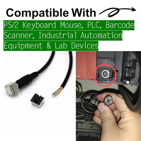 Mini-6P Cable, PS/2 Male MD6 to Bare Wire End DIY , 6-Core Full Connection Shielded Connector Adapter Cable for PS/2 Keyboard Mouse, PLC, Barcode Scanner, Industrial Automation Equipment (3.28ft/1m) in Saudi Arabia