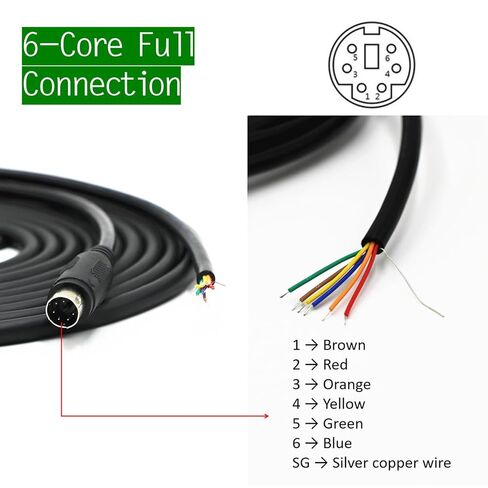 Mini-6P Cable, PS/2 Male MD6 to Bare Wire End DIY , 6-Core Full Connection Shielded Connector Adapter Cable for PS/2 Keyboard Mouse, PLC, Barcode Scanner, Industrial Automation Equipment (3.28ft/1m) in Saudi Arabia