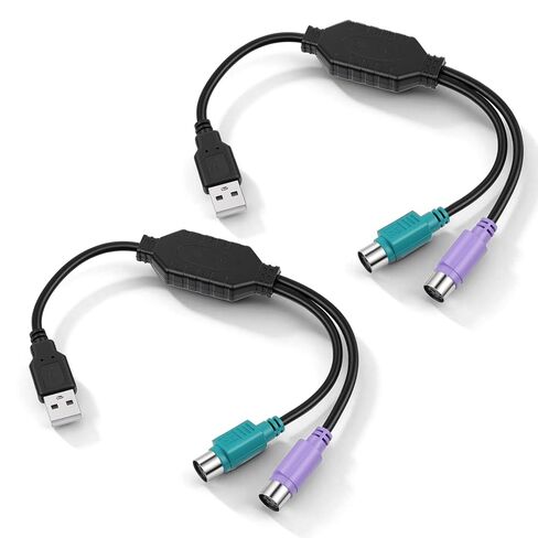 محول PS/2 إلى USB USB إلى PS/2 قابس نشط مزدوج PS/2 محول ملحقات أجهزة الكمبيوتر محولات لوحة المفاتيح والماوس (أسود) in Kuwait