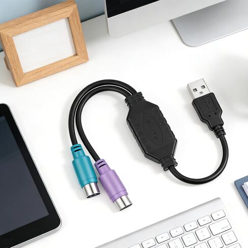 محول PS/2 إلى USB USB إلى PS/2 قابس نشط مزدوج PS/2 محول ملحقات أجهزة الكمبيوتر محولات لوحة المفاتيح والماوس (أسود) in Kuwait