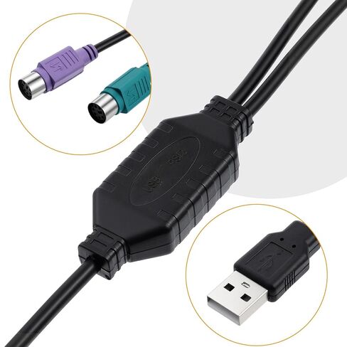 محول PS/2 إلى USB USB إلى PS/2 قابس نشط مزدوج PS/2 محول ملحقات أجهزة الكمبيوتر محولات لوحة المفاتيح والماوس (أسود) in Kuwait