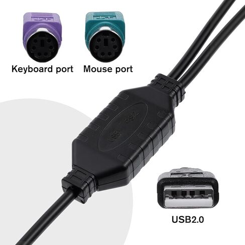 محول PS/2 إلى USB USB إلى PS/2 قابس نشط مزدوج PS/2 محول ملحقات أجهزة الكمبيوتر محولات لوحة المفاتيح والماوس (أسود) in Kuwait