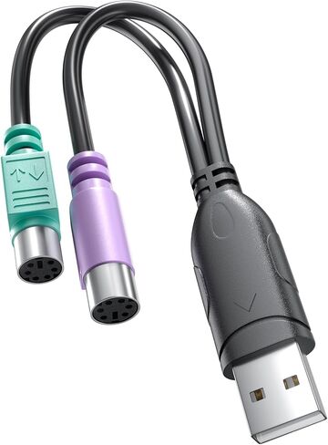 محول PS2 إلى USB، كابل USB ذكر إلى ثنائي PS/2 (Mini-DIN 6-pin) أنثى للوحة المفاتيح والماوس، محول USB سلبي إلى PS2 لأجهزة الكمبيوتر المحمول in Kuwait