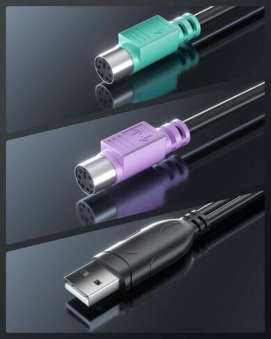 محول PS2 إلى USB، كابل USB ذكر إلى ثنائي PS/2 (Mini-DIN 6-pin) أنثى للوحة المفاتيح والماوس، محول USB سلبي إلى PS2 لأجهزة الكمبيوتر المحمول in Kuwait
