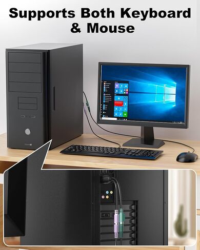 محول PS2 إلى USB، كابل USB ذكر إلى ثنائي PS/2 (Mini-DIN 6-pin) أنثى للوحة المفاتيح والماوس، محول USB سلبي إلى PS2 لأجهزة الكمبيوتر المحمول in Kuwait