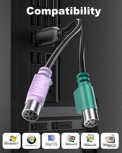 محول PS2 إلى USB، كابل USB ذكر إلى ثنائي PS/2 (Mini-DIN 6-pin) أنثى للوحة المفاتيح والماوس، محول USB سلبي إلى PS2 لأجهزة الكمبيوتر المحمول in Kuwait