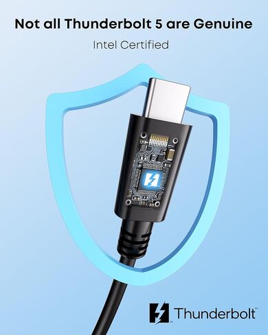 كابل Thunderbolt 5، كابل USB C معتمد من Intel بطول 3.3 قدم، شحن سريع 240 وات، عرض نطاق ترددي يصل إلى 120 جيجابت في الثانية، شاشات 16K/8K، متوافق مع Thunderbolt 4، USB 4، USB C in Kuwait