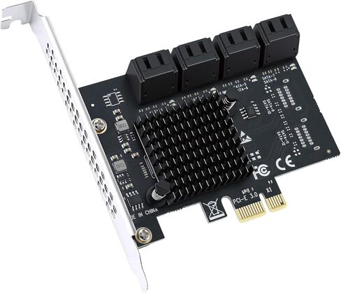 ELUTENG 8-Port PCIe إلى SATA 3.0 بطاقة توسيع SATA 6Gb/s SA3108J شرائح: ASM1064 + JMB575 X1 فتحة 8 منافذ SATAs III محول بطاقة وحدة التحكم التوسعة يتضمن 2 براغي ومفك براغي in Kuwait