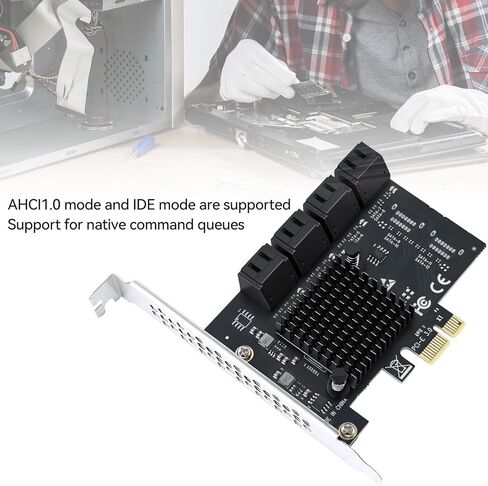 ELUTENG 8-Port PCIe إلى SATA 3.0 بطاقة توسيع SATA 6Gb/s SA3108J شرائح: ASM1064 + JMB575 X1 فتحة 8 منافذ SATAs III محول بطاقة وحدة التحكم التوسعة يتضمن 2 براغي ومفك براغي in Kuwait