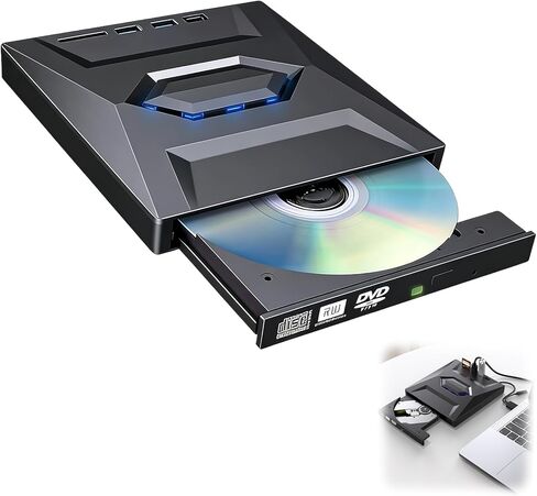 محرك أقراص Blu-ray خارجي محمول، قارئ ناسخ BD/DVD/CD مع محور USB وقارئ بطاقات SD/TF مع محور 3 منافذ USB وقارئات بطاقات SD/TF، ​​محرك أقراص ضوئي Blu-ray 6X لسطح المكتب للكمبيوتر المحمول in Kuwait