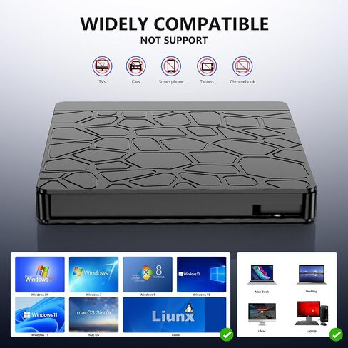 External Blu-ray Drive for Laptop - DVD/CD Drive with Dual USB-A Ports, Portable 5-in-1 USB 3.0 BD Reader, SD/TF Slots - Blu-ray Player for PC, Windows/Mac/Linux OS Compatible (5 in 1) in Kuwait