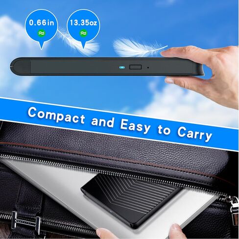 Dainty 7-in-1External Blu ray Drive Read/Write with Bluray Burner USB 3.0 and Type-C Compatible with/Windows7-11 Mac OS Support for BD/DVD/CD Drive, Windows 7-11 & Mac, PC-Compatible, M-DISC(Black) in Kuwait
