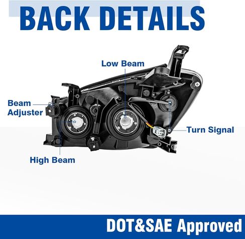مجموعة المصابيح الأمامية متوافقة مع زوج استبدال المصابيح الأمامية Toyota RAV4 2009-2012 باللون الأسود من اليسار واليمين in Saudi Arabia
