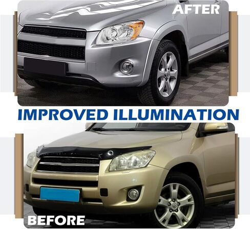 مجموعة المصابيح الأمامية متوافقة مع زوج استبدال المصابيح الأمامية Toyota RAV4 2009-2012 باللون الأسود من اليسار واليمين in Saudi Arabia
