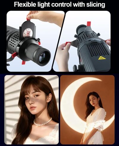 مجموعة Bowens Mount 35° Lens Spotlight المخروطية الضوئية، ملحق جهاز عرض إضاءة استوديو التصوير الفوتوغرافي مع 15Gobos لـ Aputure Amaran 100DS/XS 200XS/DS 300C/DII/X 60D/XS Godox SL60 in Kuwait