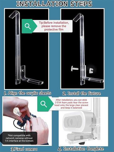 Webcam Mount for Monitor, 1/4" Screw - Universal Clip-On Holder for Logitech Brio, OBSBOT, Nexigo Webcams，Microsoft, New upgrade, width 3CM ，supports monitors 13-35 inches (0.2-0.98 inches thick) in Kuwait