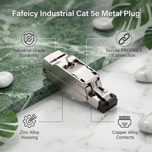 Fafeicy Industrial RJ45 Cat 5e قابس معدني، محول كابل إيثرنت 4 دبابيس مع غطاء من سبائك الزنك للاتصالات الصناعية PROFINET، موصل سبائك النحاس لـ in Kuwait