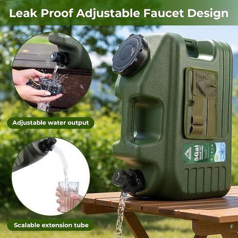5 Gallon Water Jug, Camping Water Container, BPA Free Portable Water Dispenser with Spigot, Leak-Proof Large Camping Water Jug for Emergency Storage,Outdoor,Hiking in Saudi Arabia