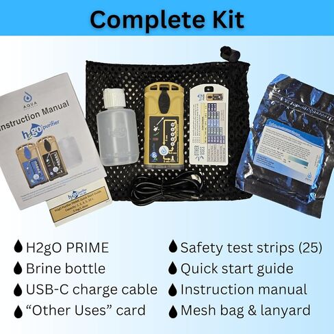 منقي مياه H2go Prime Survival، 5 مجم/لتر، منقي مياه التخييم، معدات النجاة التكتيكية، تنقية المياه في حالات الطوارئ، معدات المشي لمسافات طويلة الأساسية مع تنقية غير محدودة تقريبًا in Kuwait