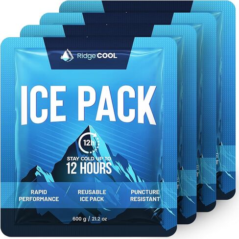 4 Pack Large Reusable Ice Packs for Coolers, Long Lasting Freezer Packs for Cooler Bags and Insulated Totes, Leakproof, BPA-Free, Food Safe in Kuwait